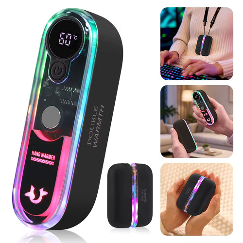 Magnetic Hand Warmer 6000Mah Rechargeable Electric Hand Warmer 4 Levels Double-Sided Heating Pocket Heater for Outdoor Camping